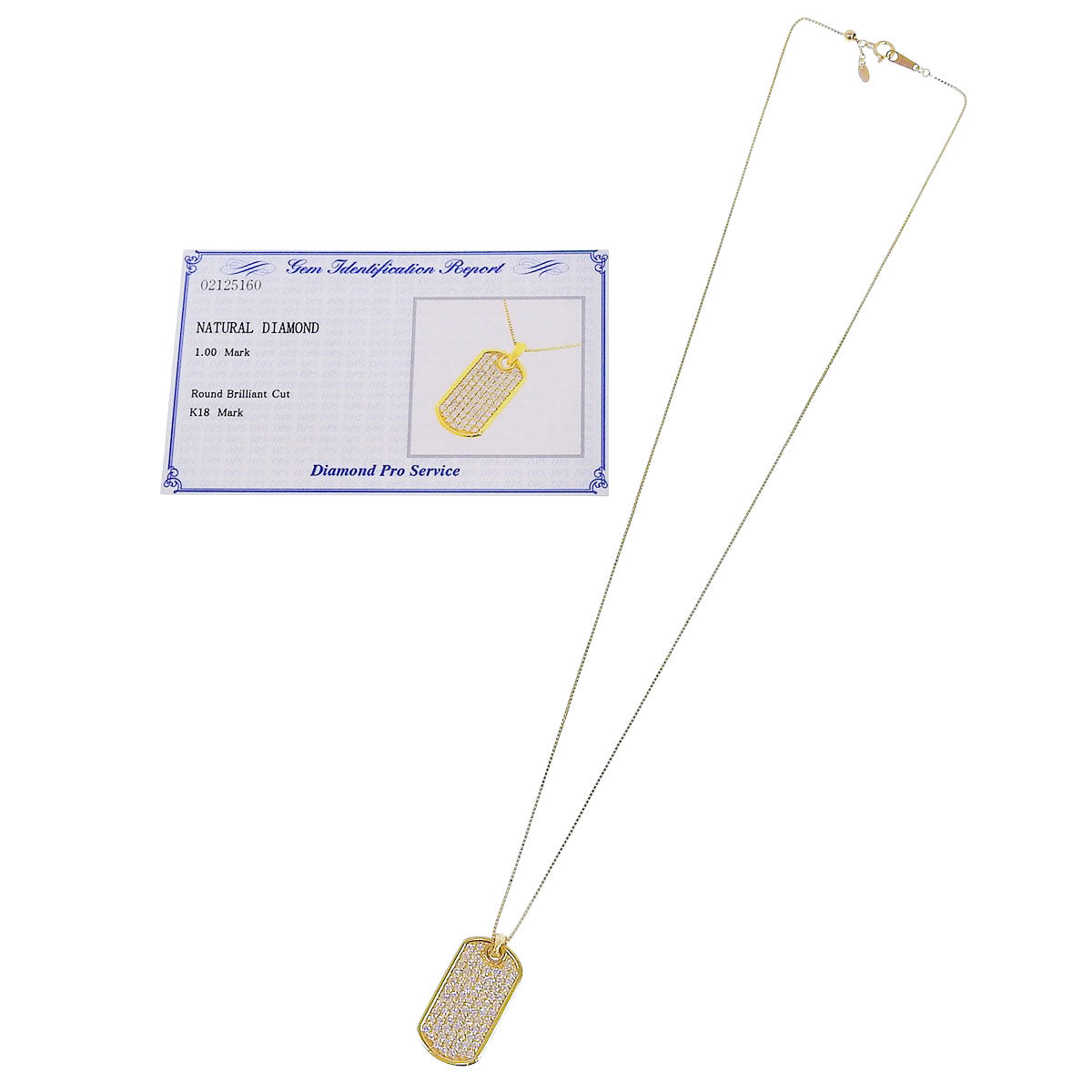 Plate Diamond Necklace, 1.00 Carat, K18 Yellow Gold, YG, Accessory, Jewelry