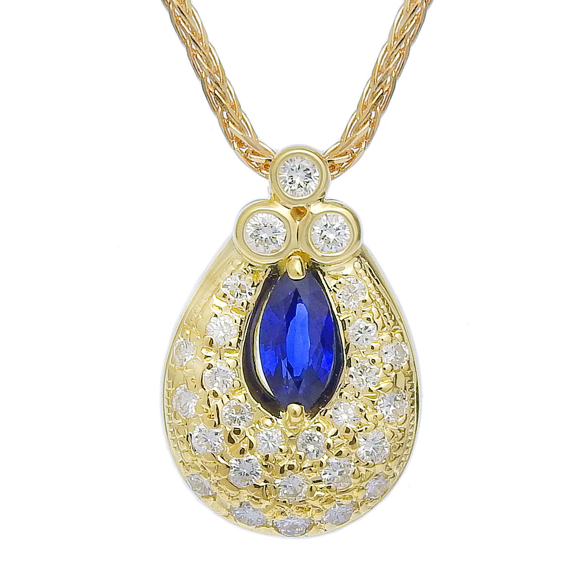 Drop Sapphire Necklace S0.45/D0.41 Yellow Gold K18YG