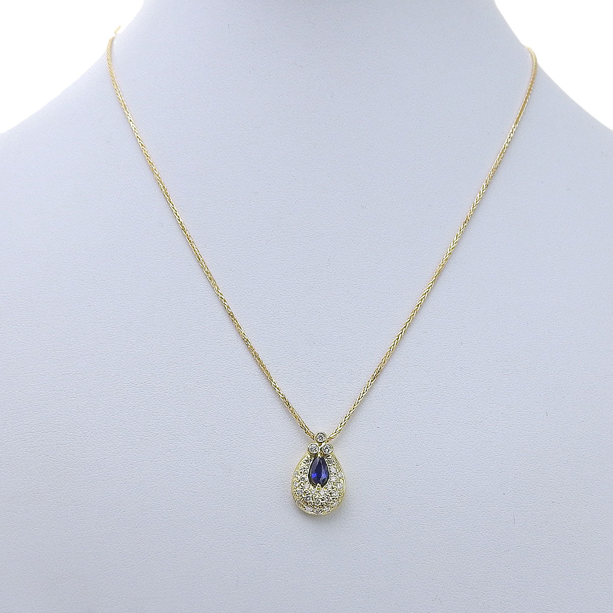 Drop Sapphire Necklace S0.45/D0.41 Yellow Gold K18YG
