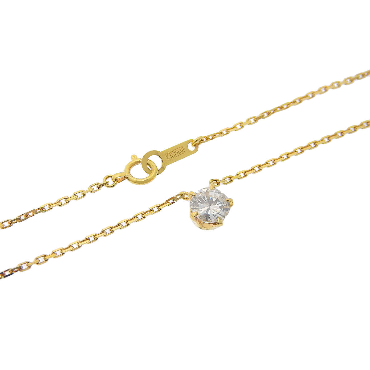 Diamond Necklace, 0.61 carats, K18 Yellow Gold, 1-prong setting, single stone.