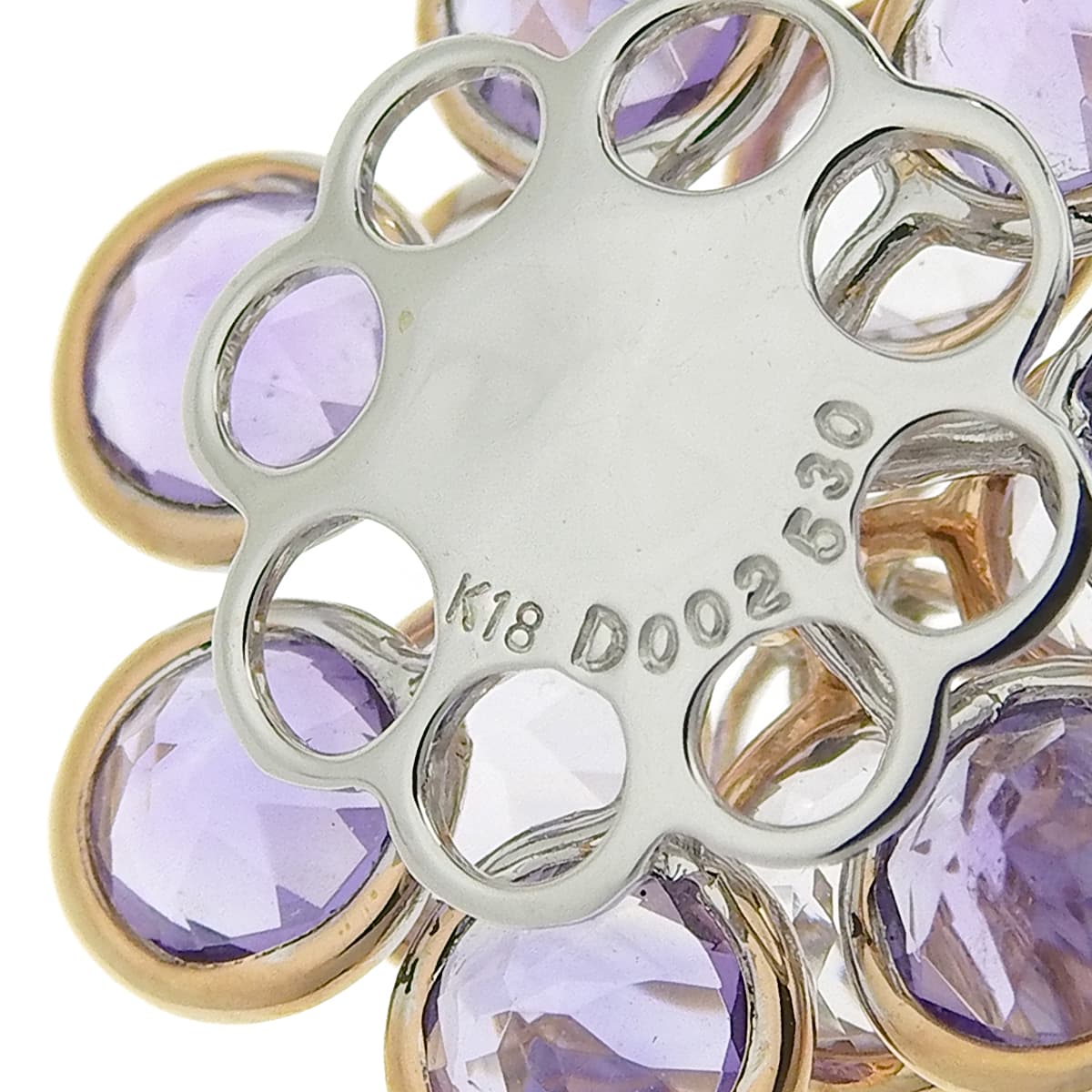 Amethyst and Diamond Flower Necklace, AM5.30/D0.02, K18PG (18k Pink Gold) and K18WG (18k White Gold)