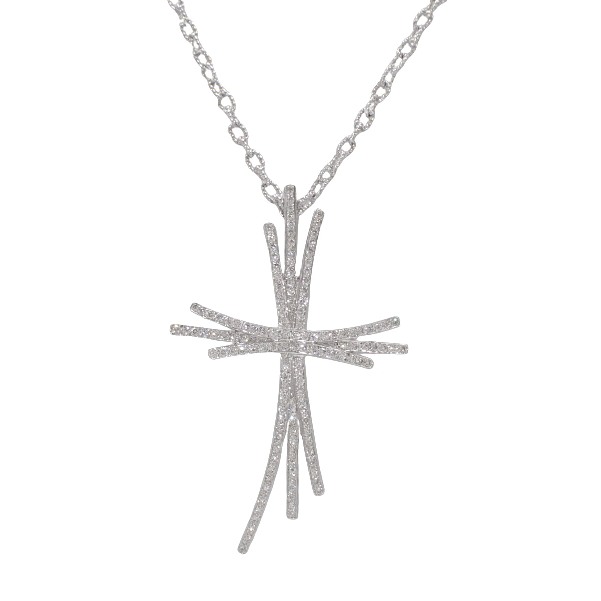 Diamond Cross Necklace D1.4 K18 White Gold WG