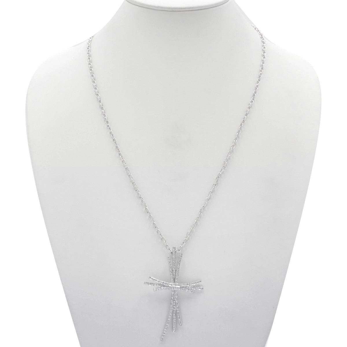Diamond Cross Necklace D1.4 K18 White Gold WG