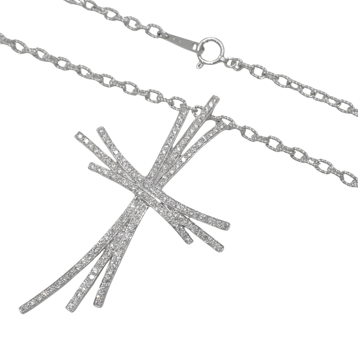 Diamond Cross Necklace D1.4 K18 White Gold WG