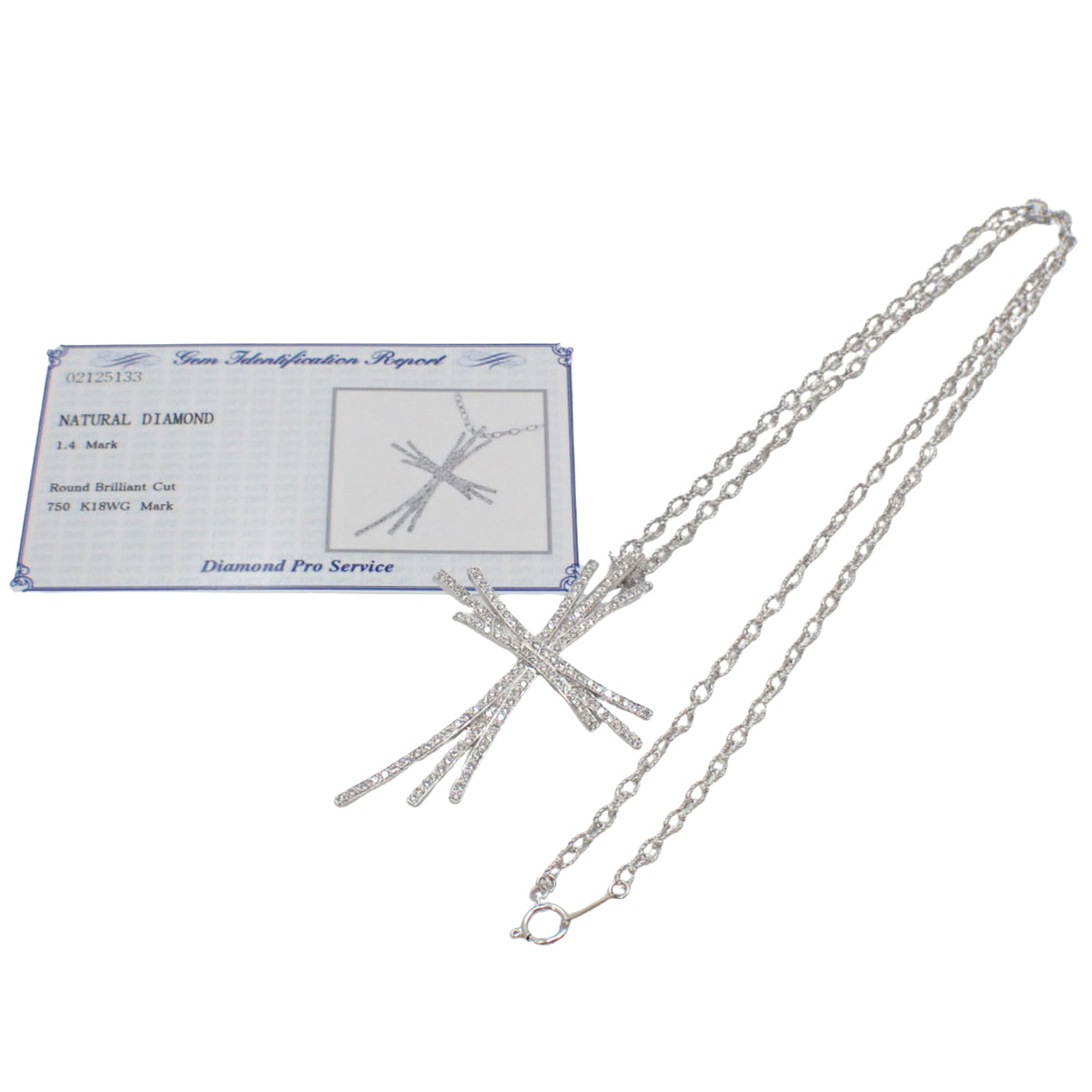 Diamond Cross Necklace D1.4 K18 White Gold WG