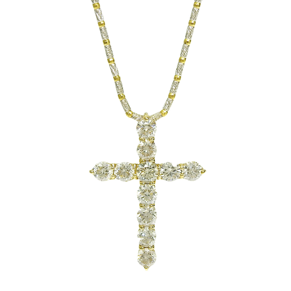 Cross Diamond Necklace, 3.00 carats, Yellow Gold (K18YG), White Gold (K18WG)