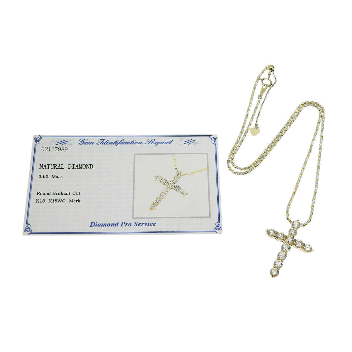 Cross Diamond Necklace, 3.00 carats, Yellow Gold (K18YG), White Gold (K18WG)
