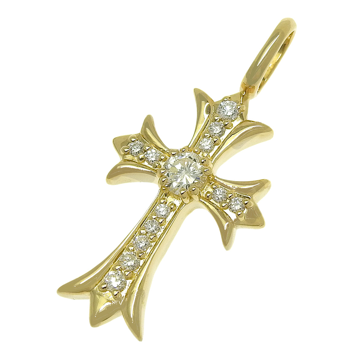 Cross Diamond Pendant Top, 0.46 carats, 18K Yellow Gold (K18YG)
