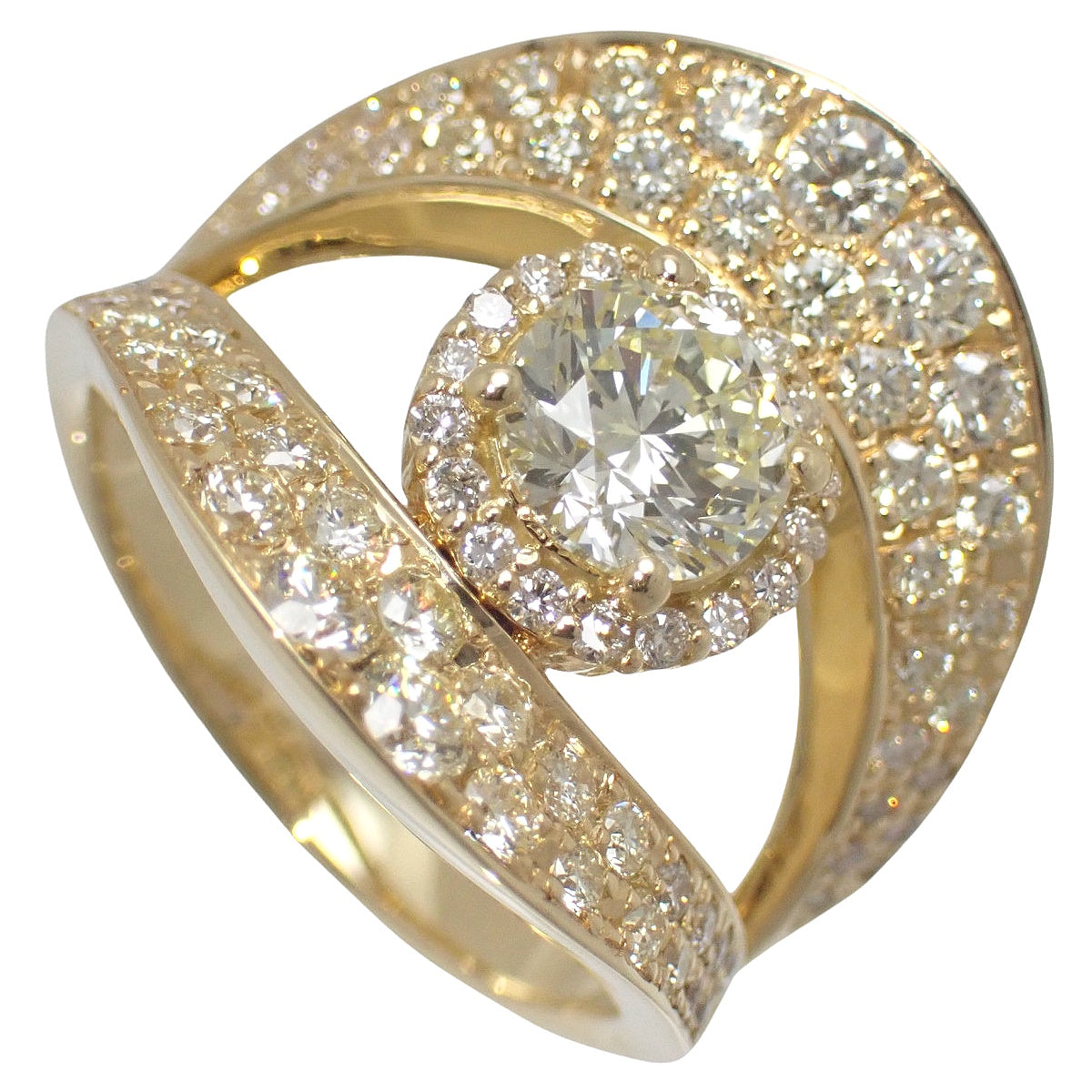 Diamond Ring D1.009, 1.41 Yellow Gold K18YG Accessory Jewelry
