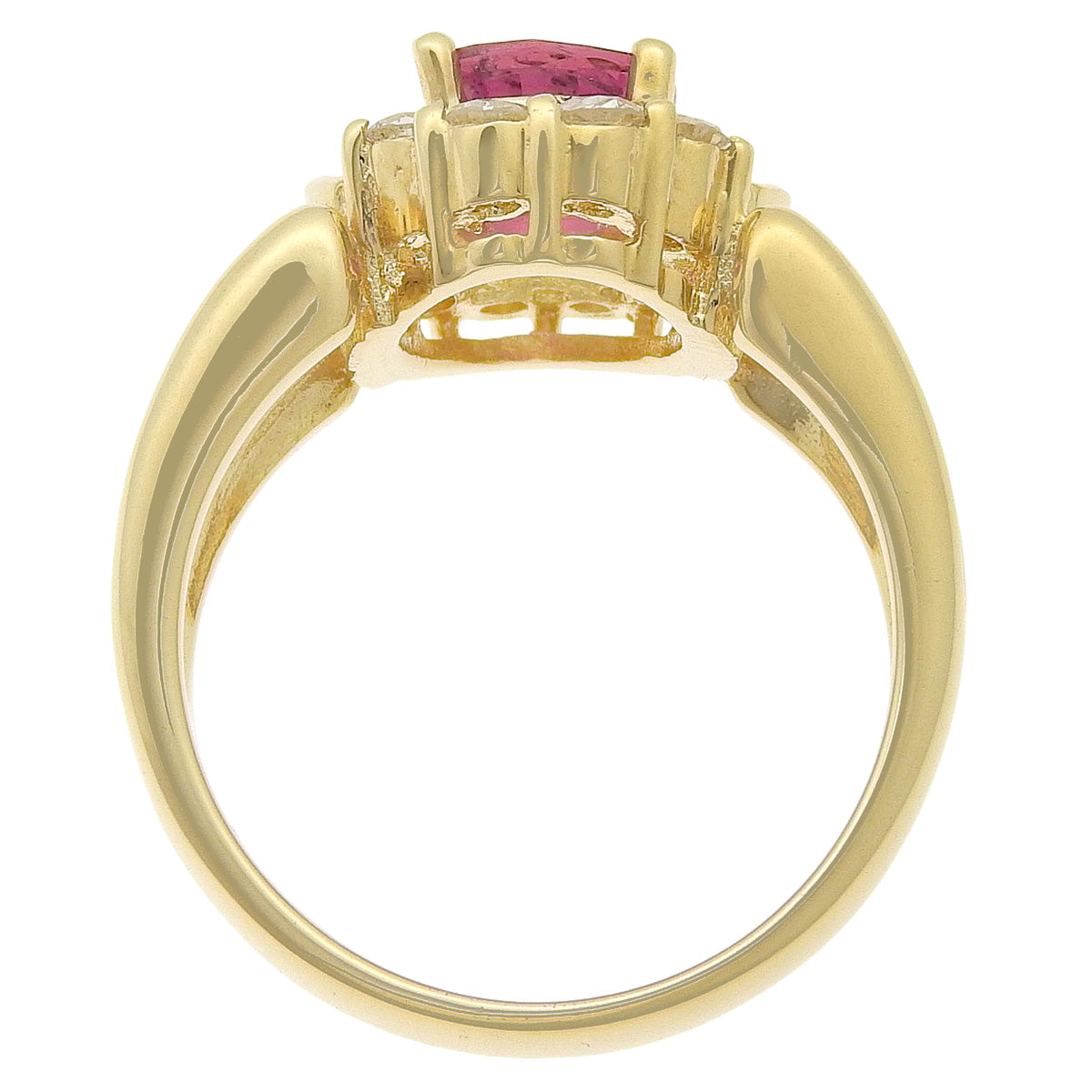 Ruby and Diamond Ring: Ruby/Diamond R1.17/D0.72, 18K Yellow Gold (YG)