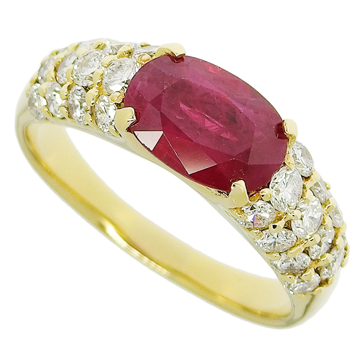 Ruby and Diamond Ring, R1.69/D0.97, 18K Yellow Gold (YG)