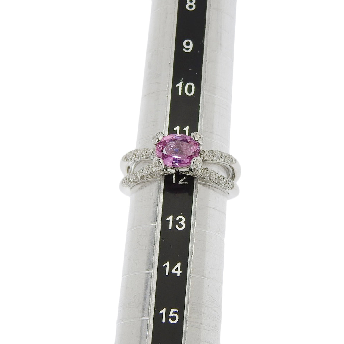 Pink Sapphire and Diamond Ring, PS1.25/D0.50, 18K White Gold (WG)