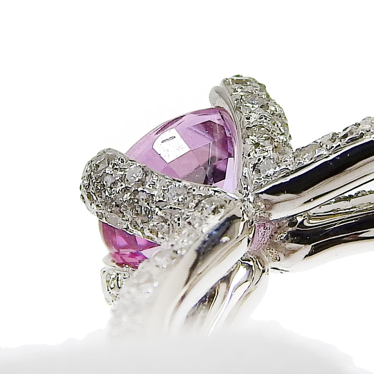 Pink Sapphire and Diamond Ring, PS1.25/D0.50, 18K White Gold (WG)