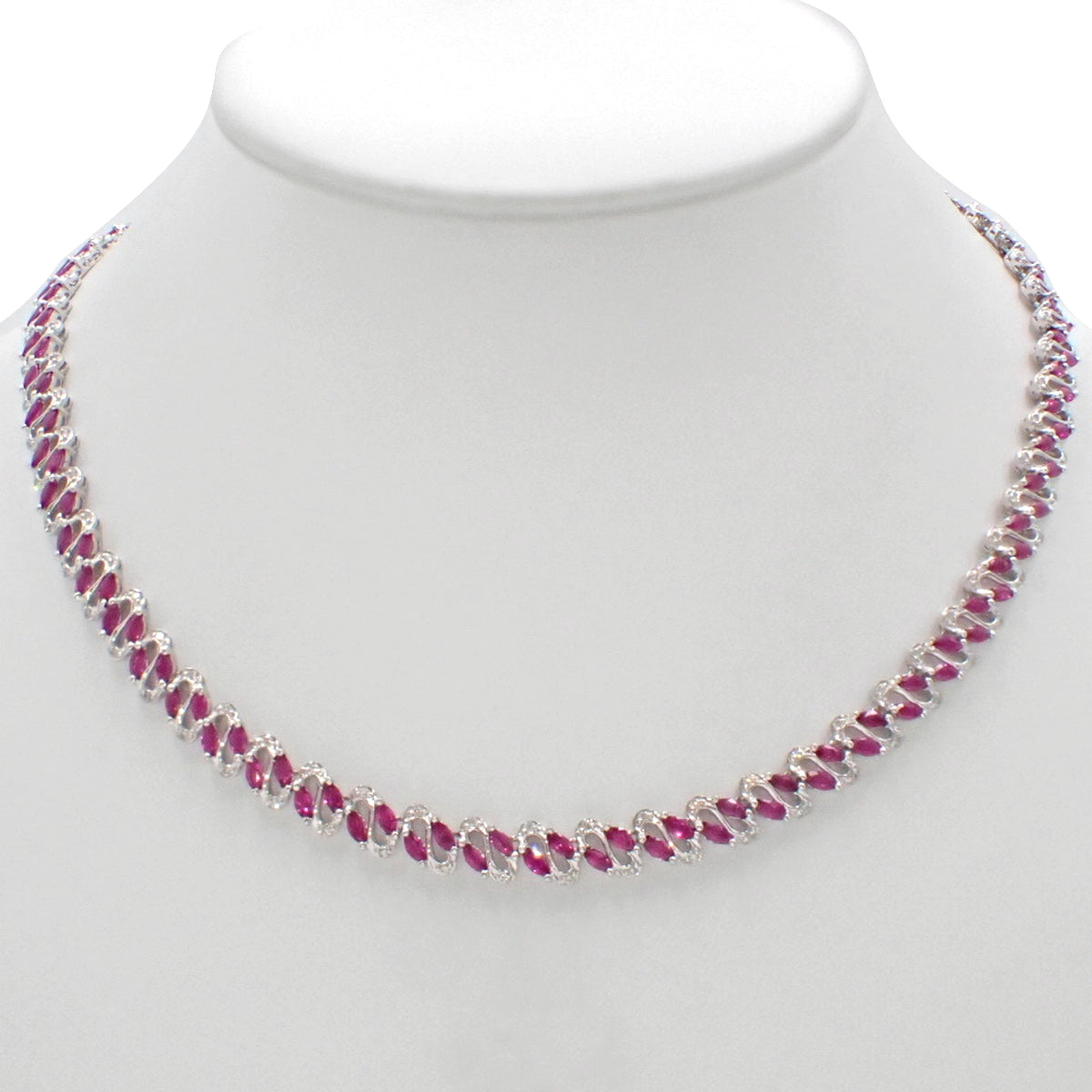 Ruby and Diamond Necklace R12.00/D1.00 K18 White Gold WG
