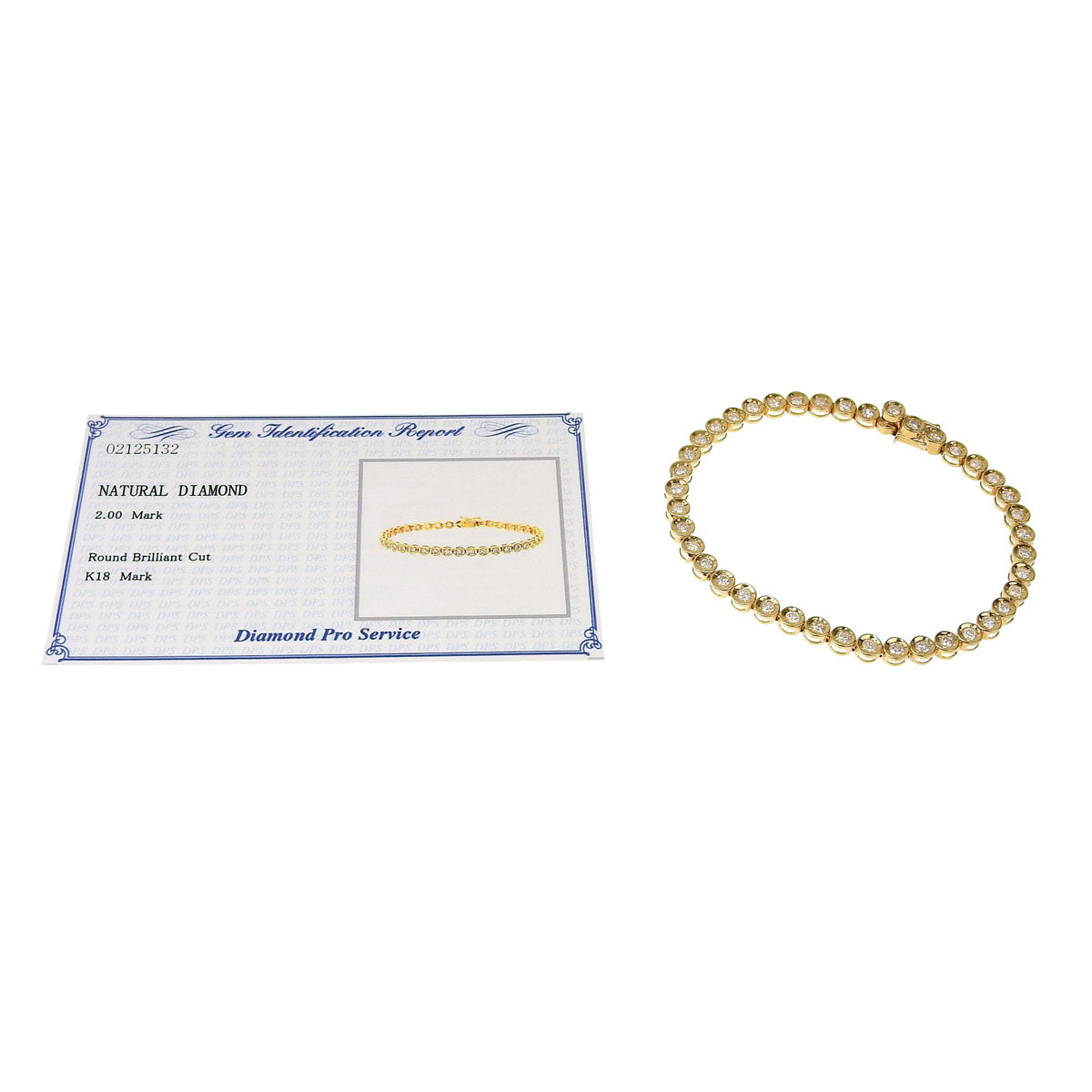 钻石网球手链 D2.00 K18 黄金 YG