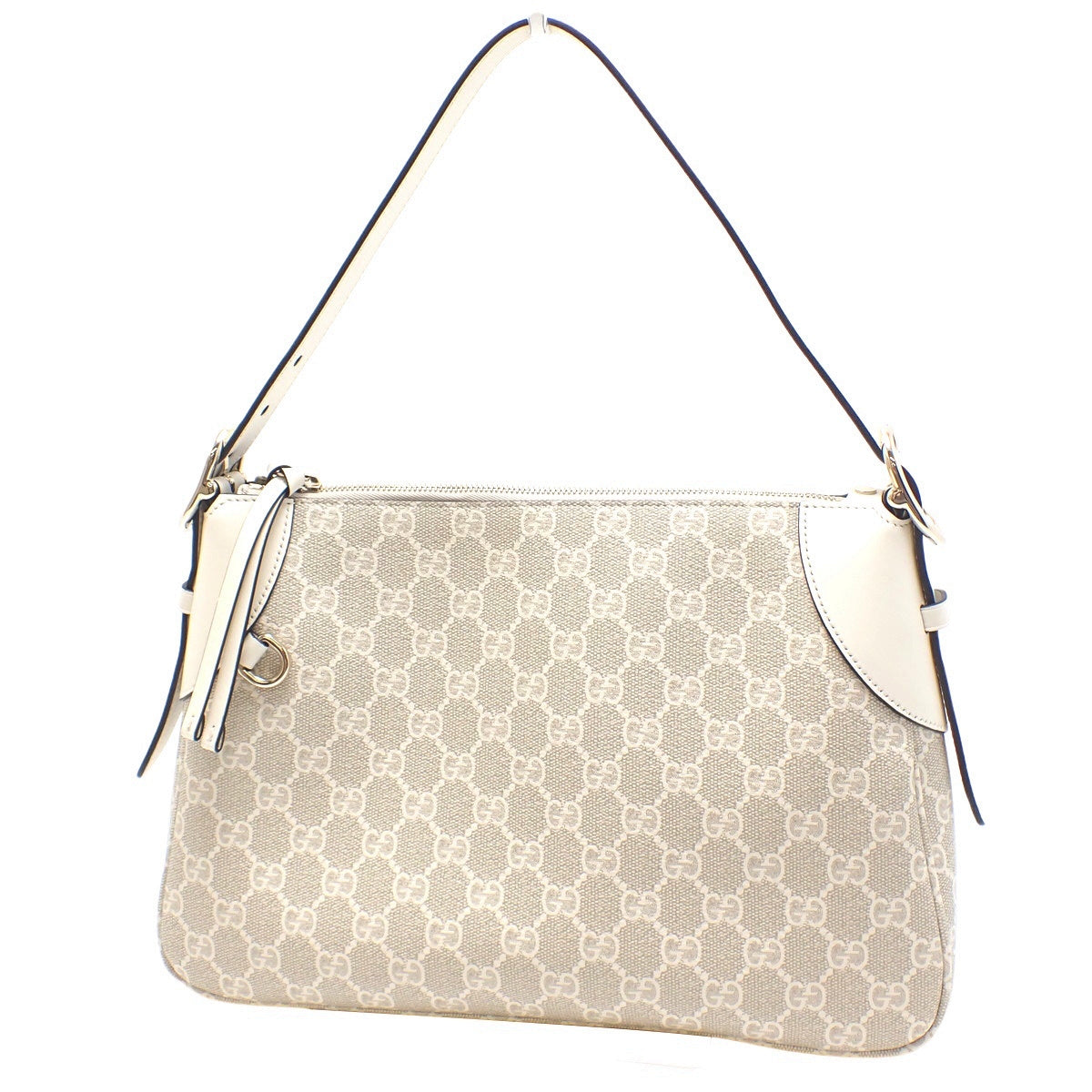 GG Emblem Medium Shoulder Bag Beige White 815216