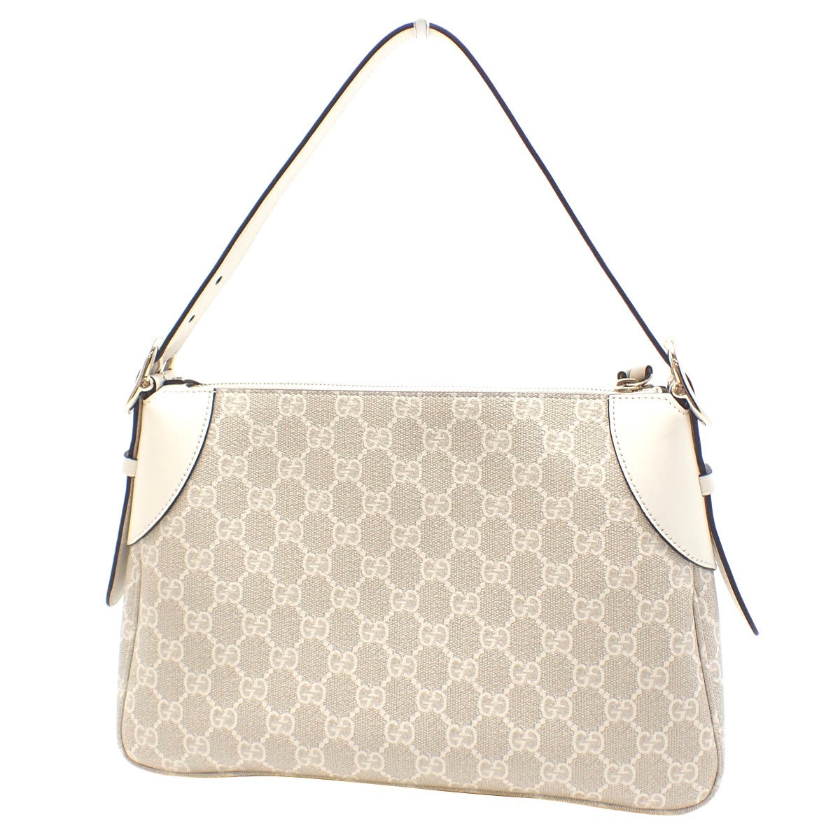 GG Emblem Medium Shoulder Bag Beige White 815216