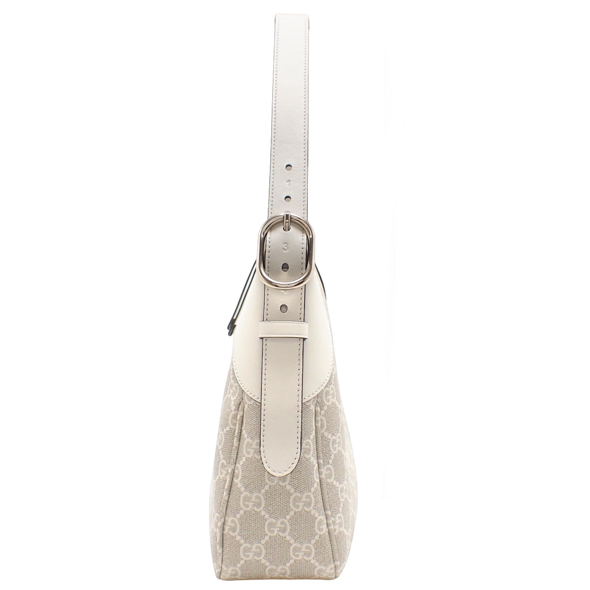 GG Emblem Medium Shoulder Bag Beige White 815216