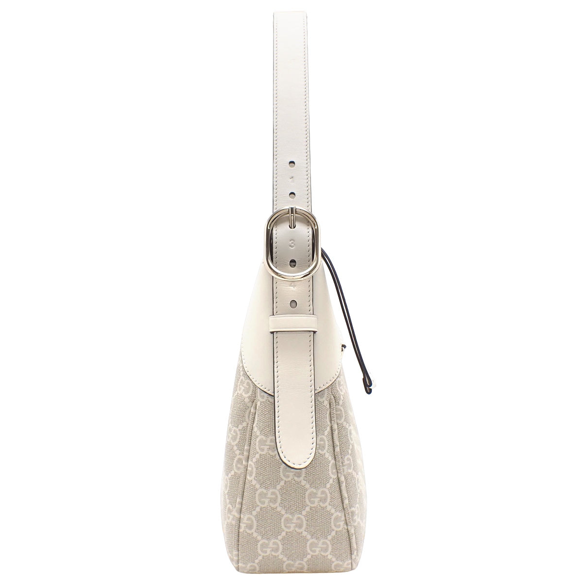 GG Emblem Medium Shoulder Bag Beige White 815216