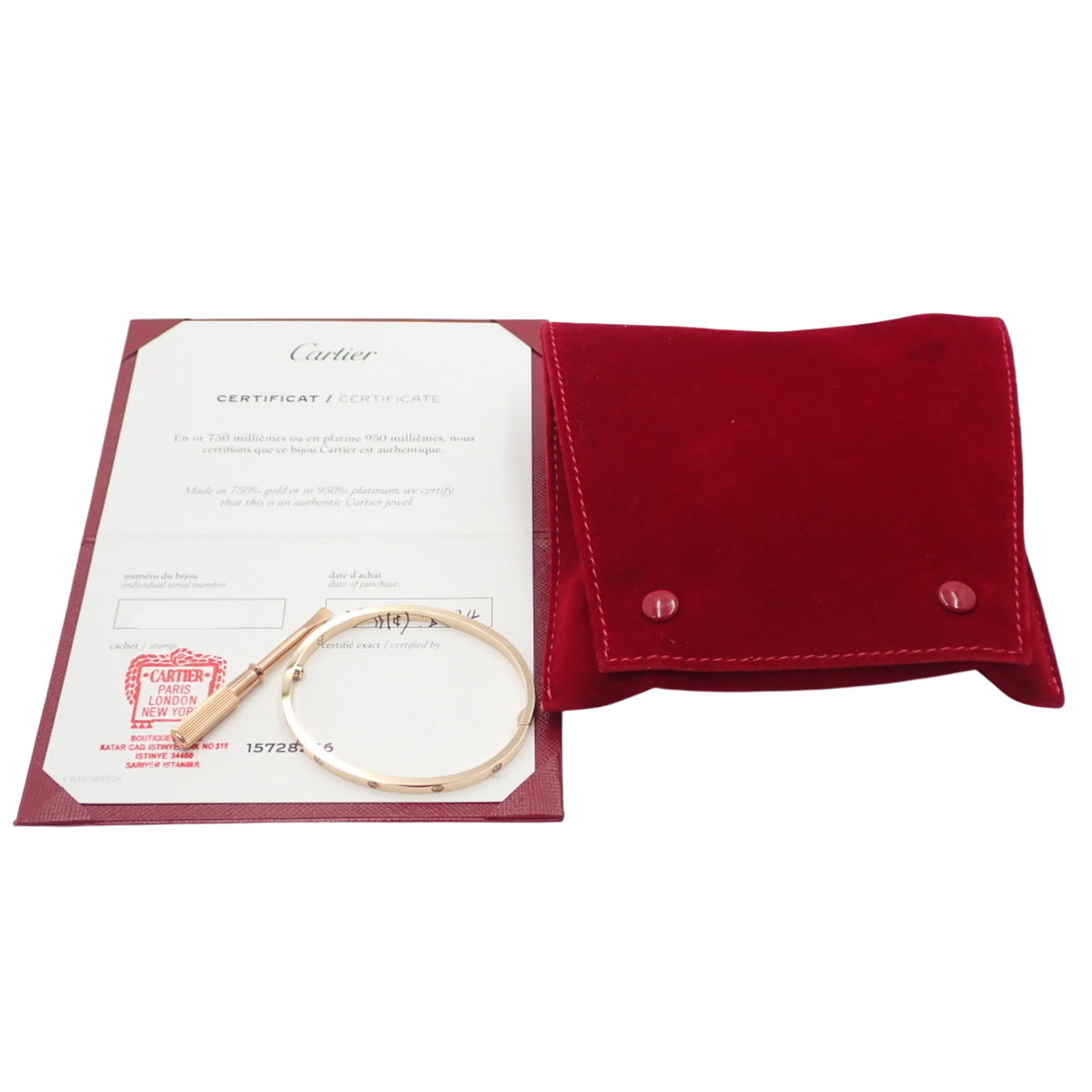 LOVE Bracelet, Small Model, 10 Diamonds, K18 Pink Gold, PG, Love Bracelet, 10PD, Full Diamond