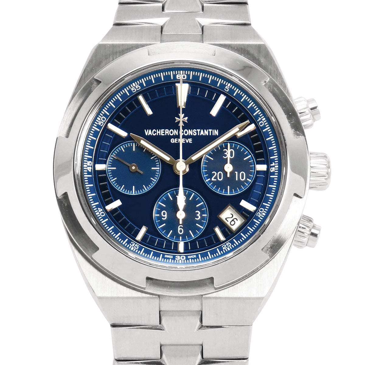 5500V/110A-B148 Overseas Chronograph, Stainless Steel, Automatic, Blue Dial