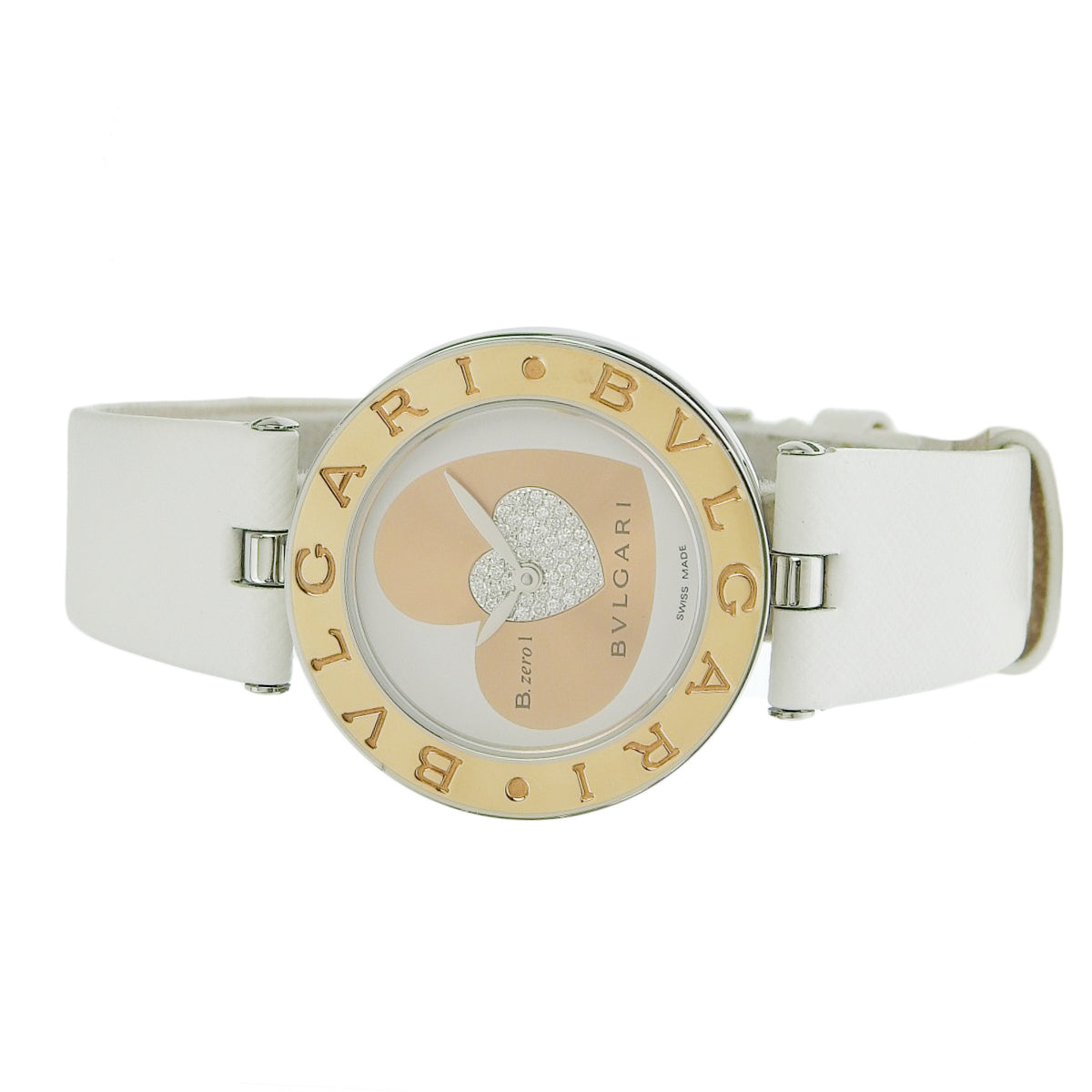 B.zero1 BZP30S PG/SS/Leather Diamond Dial Quartz Women's Watch
