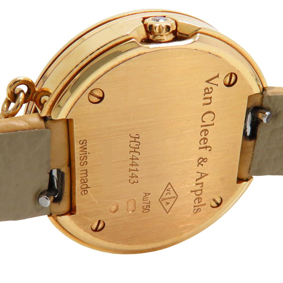 VCARO29800 Charm Mini Watch, Yellow Gold, Quartz, Silver Dial, Diamond Bezel