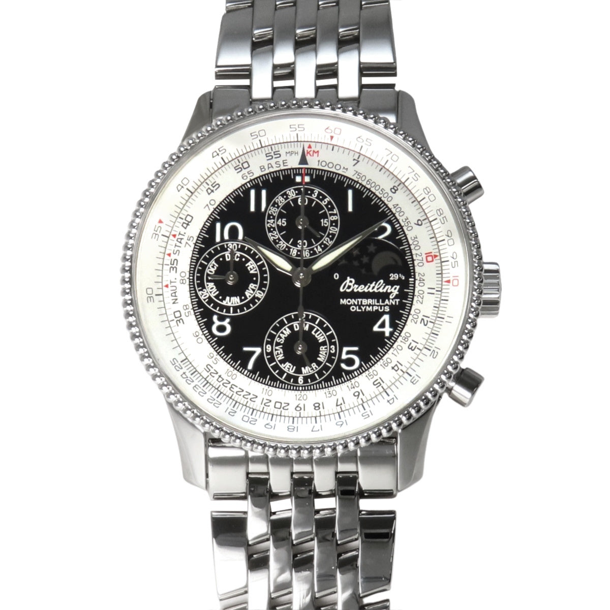 A19350 导航计时器蒙布里兰 奥林巴斯 不锈钢 自动上链 黑色