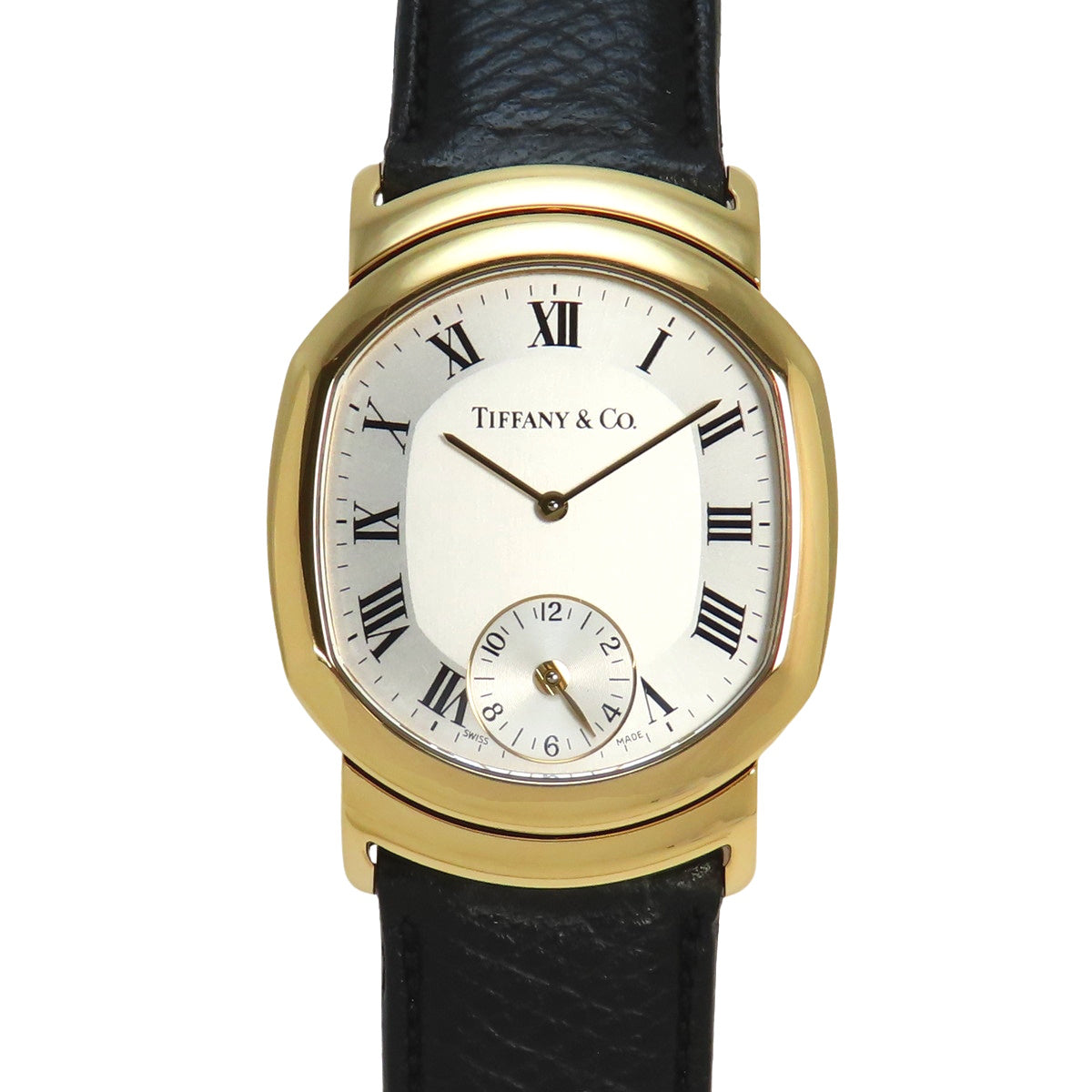 Dual Time Yellow Gold/Leather Quartz Silver