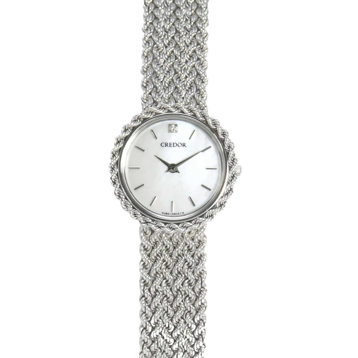 Credor 4J80-0AC0 White Gold, White Shell Dial, 1 Diamond Accent, Quartz Movement