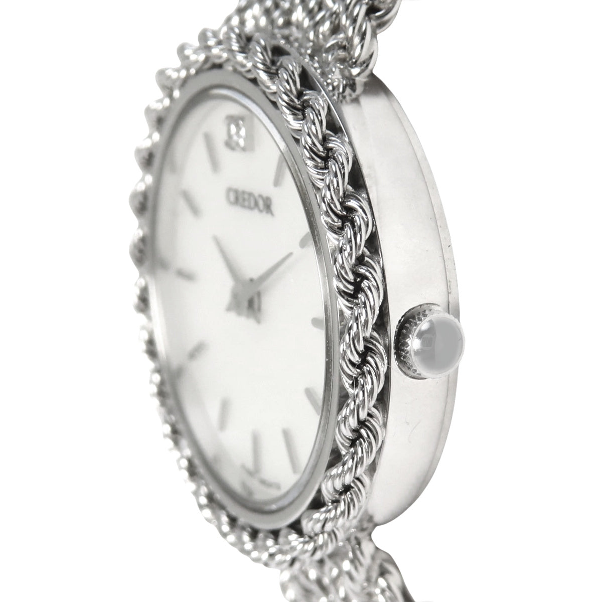 Credor 4J80-0AC0 White Gold, White Shell Dial, 1 Diamond Accent, Quartz Movement