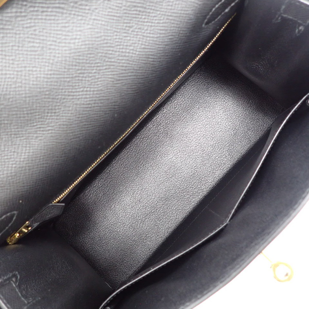 Kelly 28 (Exterior Stitched) Epsom Leather, Black, Gold Hardware, Y Stamp