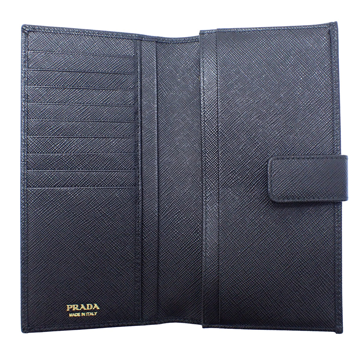 Bifold Long Wallet Logo Saffiano Nero 1MV025