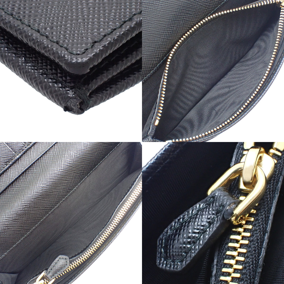 Bifold Long Wallet Logo Saffiano Nero 1MV025