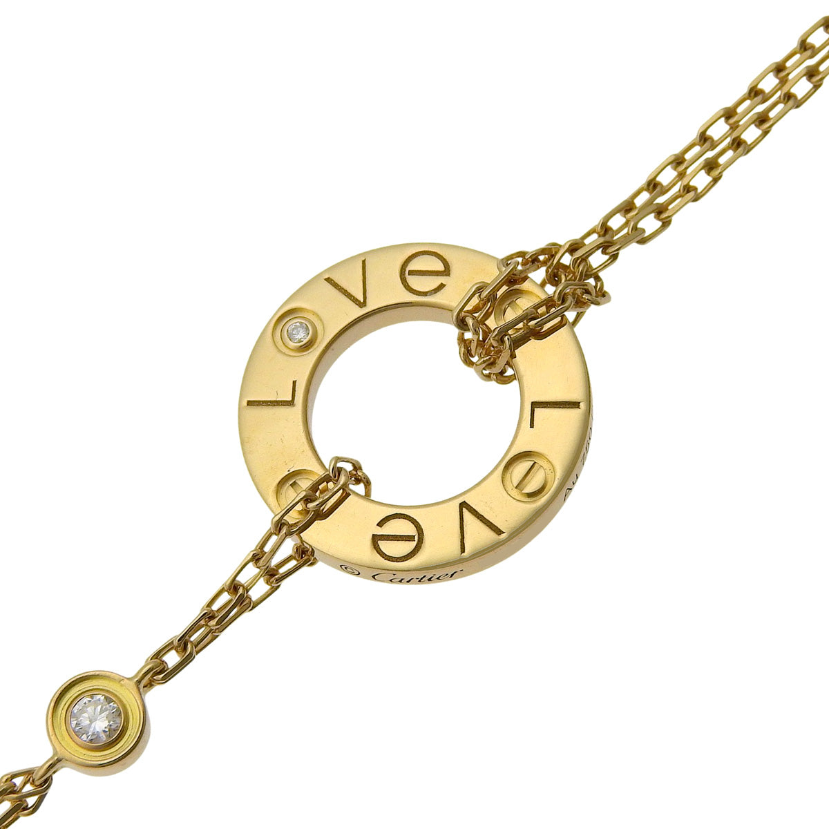 18K黄金LOVE手链,镶嵌2颗钻石
