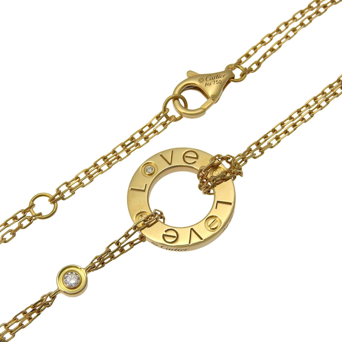 18K黄金LOVE手链,镶嵌2颗钻石