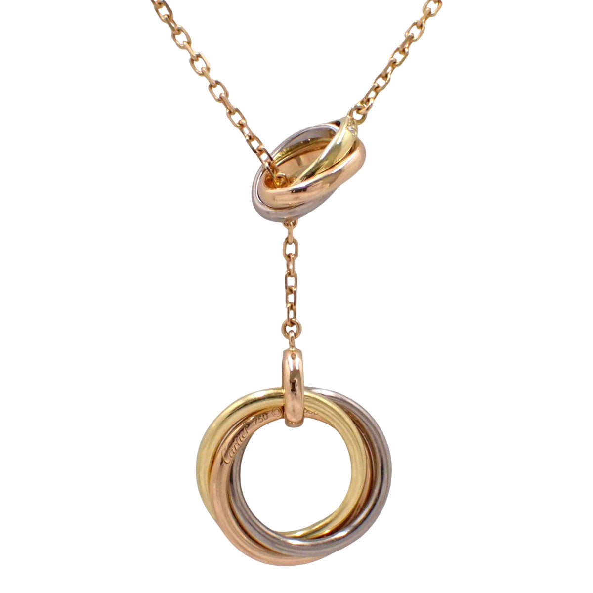 Two for Trinity Necklace Diamond K18 White Gold WG K18 Pink Gold PG K18 Yellow Gold Line Diamond