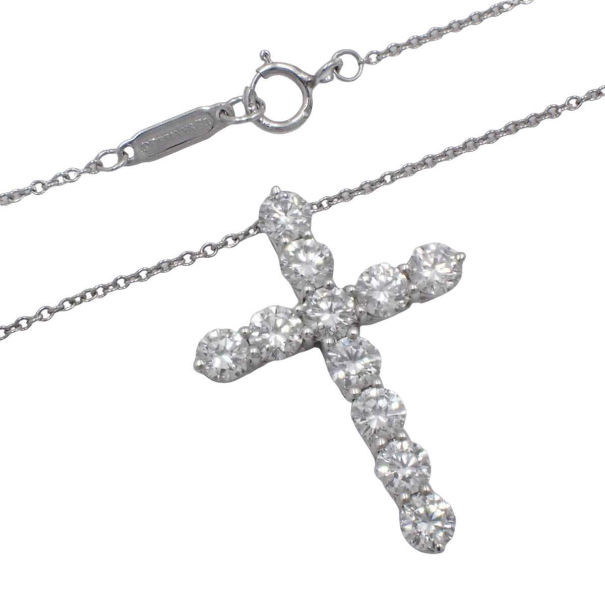 Diamond Cross Pendant, Large Diamond, Pt950 Platinum, 11PD