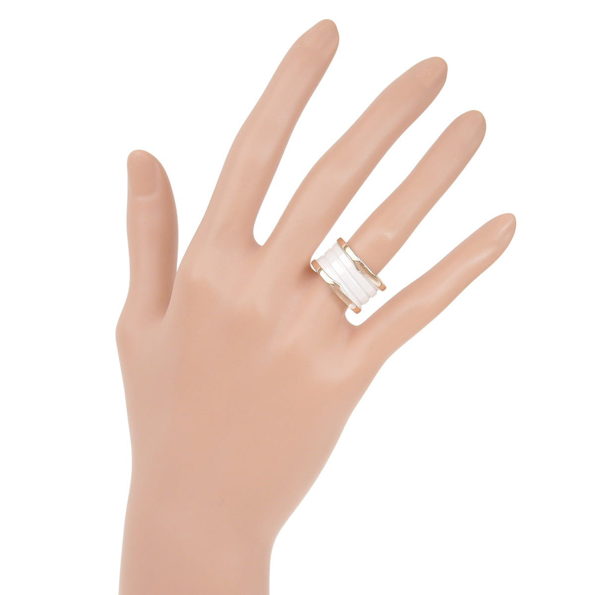 ビー・ゼロワン リング ピンクゴールド K18PG ホワイトセラミック