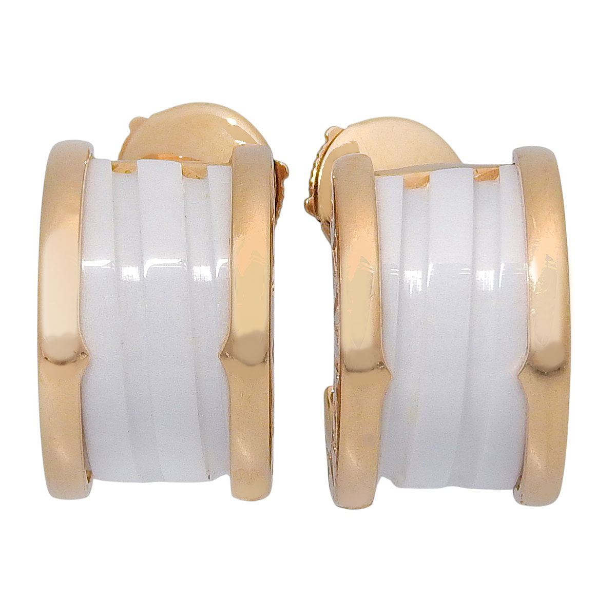 B.zero1 Earrings 346464 K18 Pink Gold PG White Ceramic