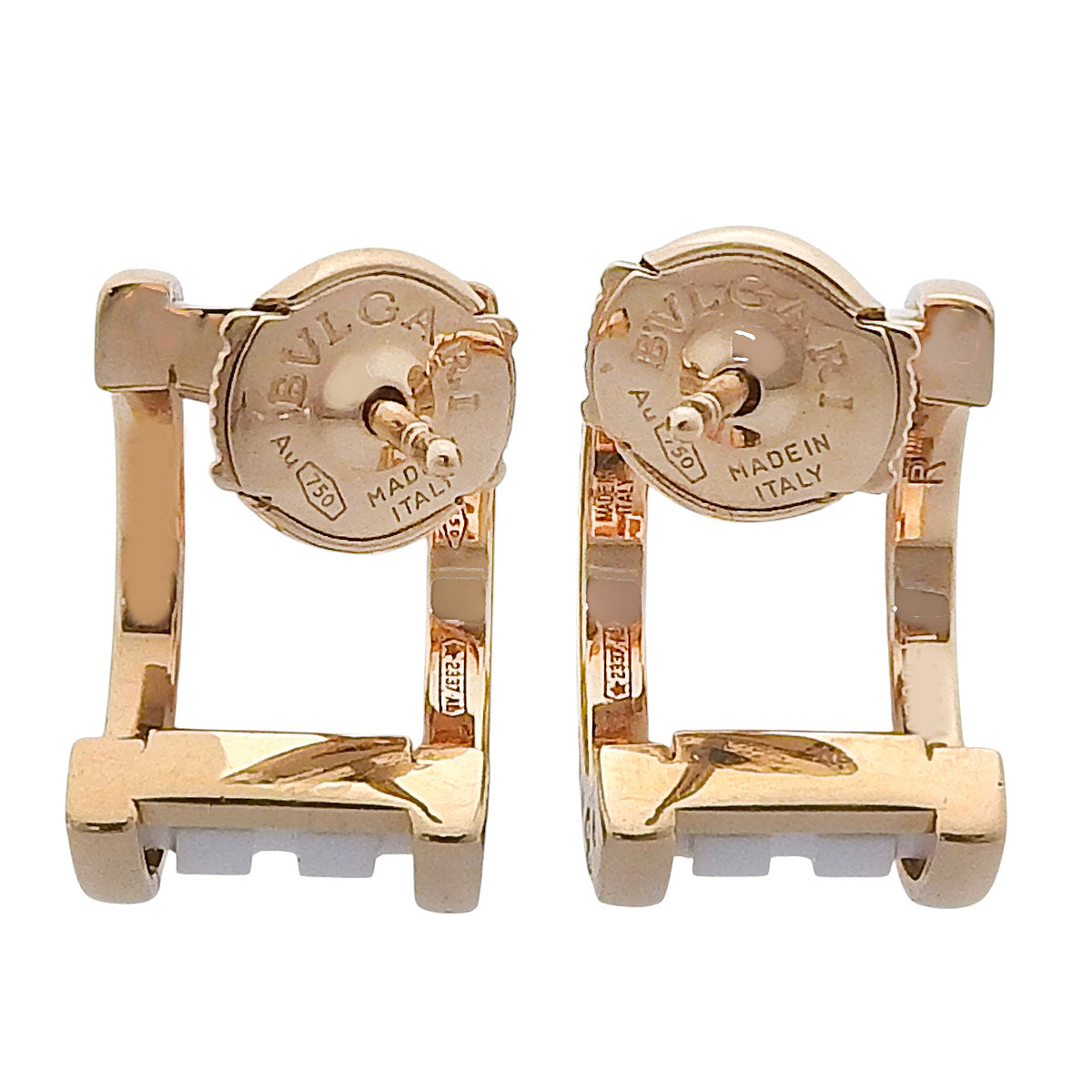 B.zero1 Earrings 346464 K18 Pink Gold PG White Ceramic