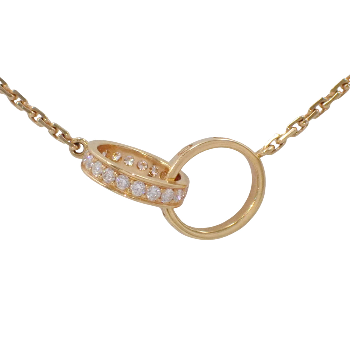 Love Necklace, Semi-Pavé Diamond, 18K Pink Gold, PG, Baby Love