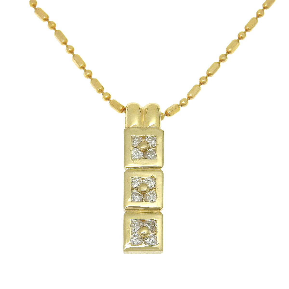 Diamond square necklace in 18K yellow gold