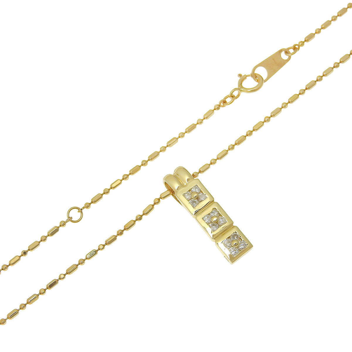 Diamond square necklace in 18K yellow gold