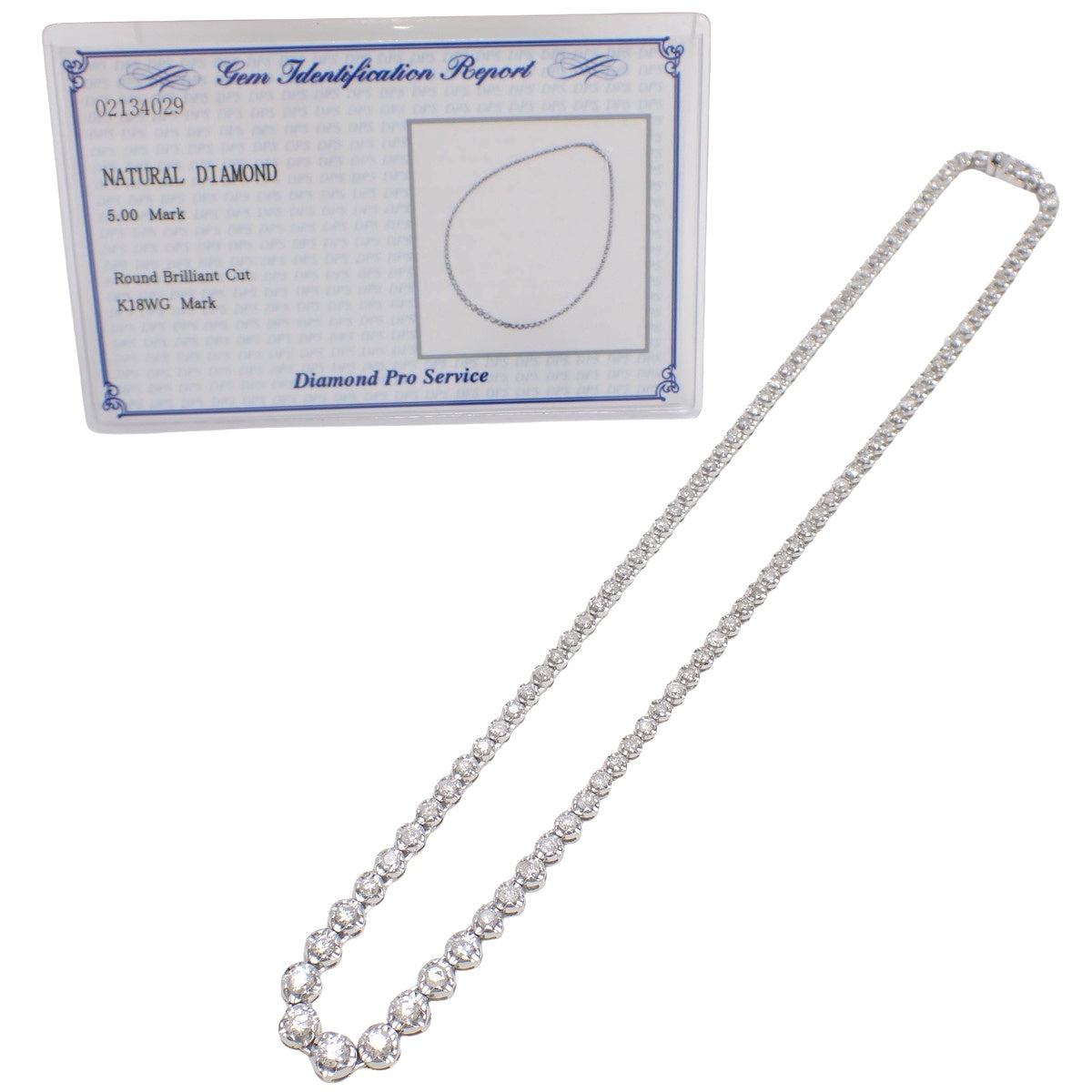 ダイヤモンド テニス ネックレス D5.00 ホワイトゴールド K18WG アクセサリー ジュエリー