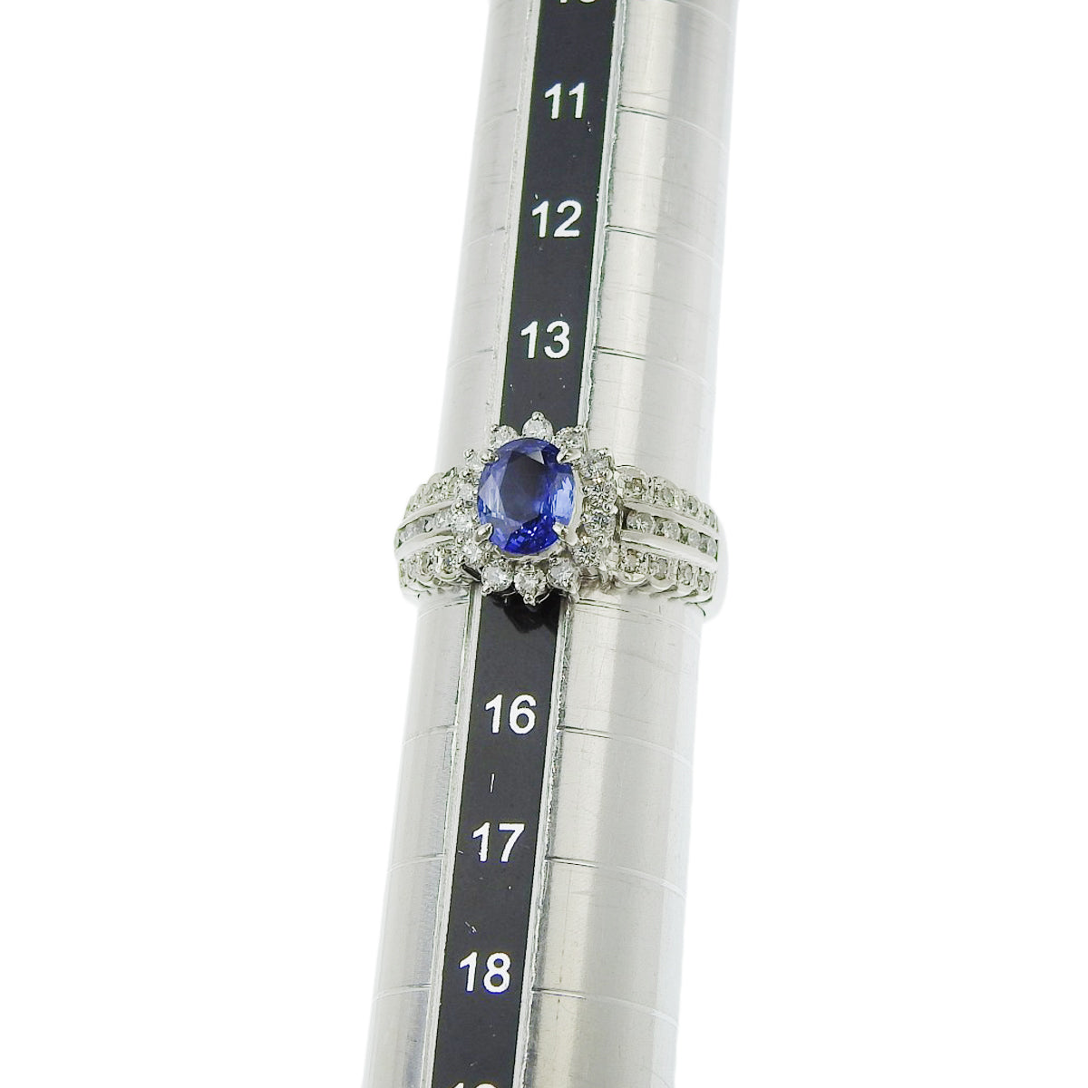 Sapphire and diamond ring, size S1.39/D0.75, platinum Pt900