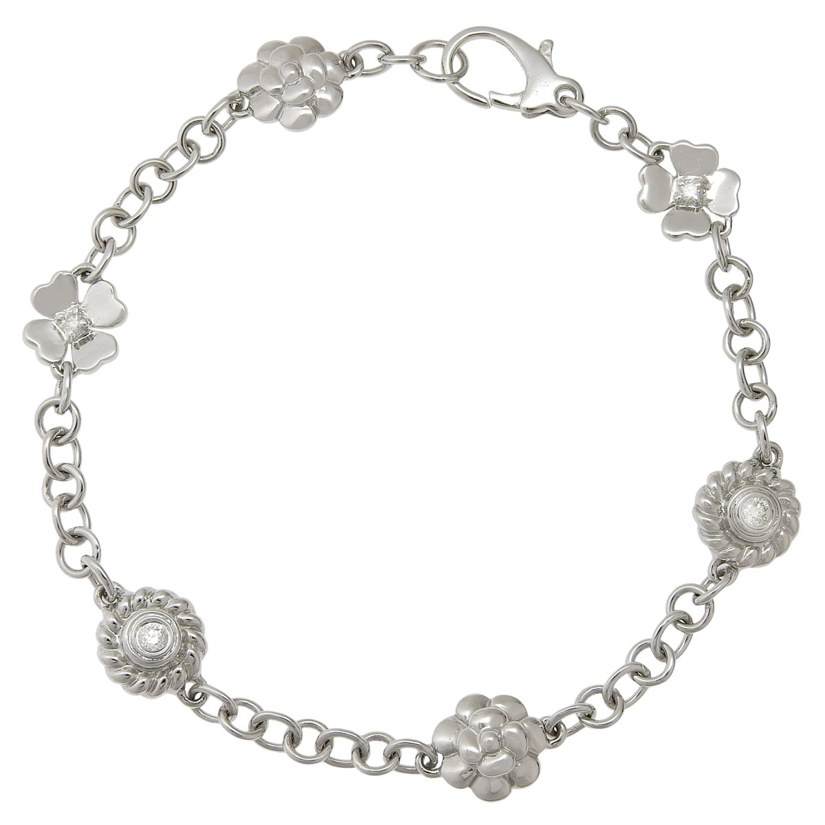 Diamond Flower Bracelet D0.13 K18 White Gold WG
