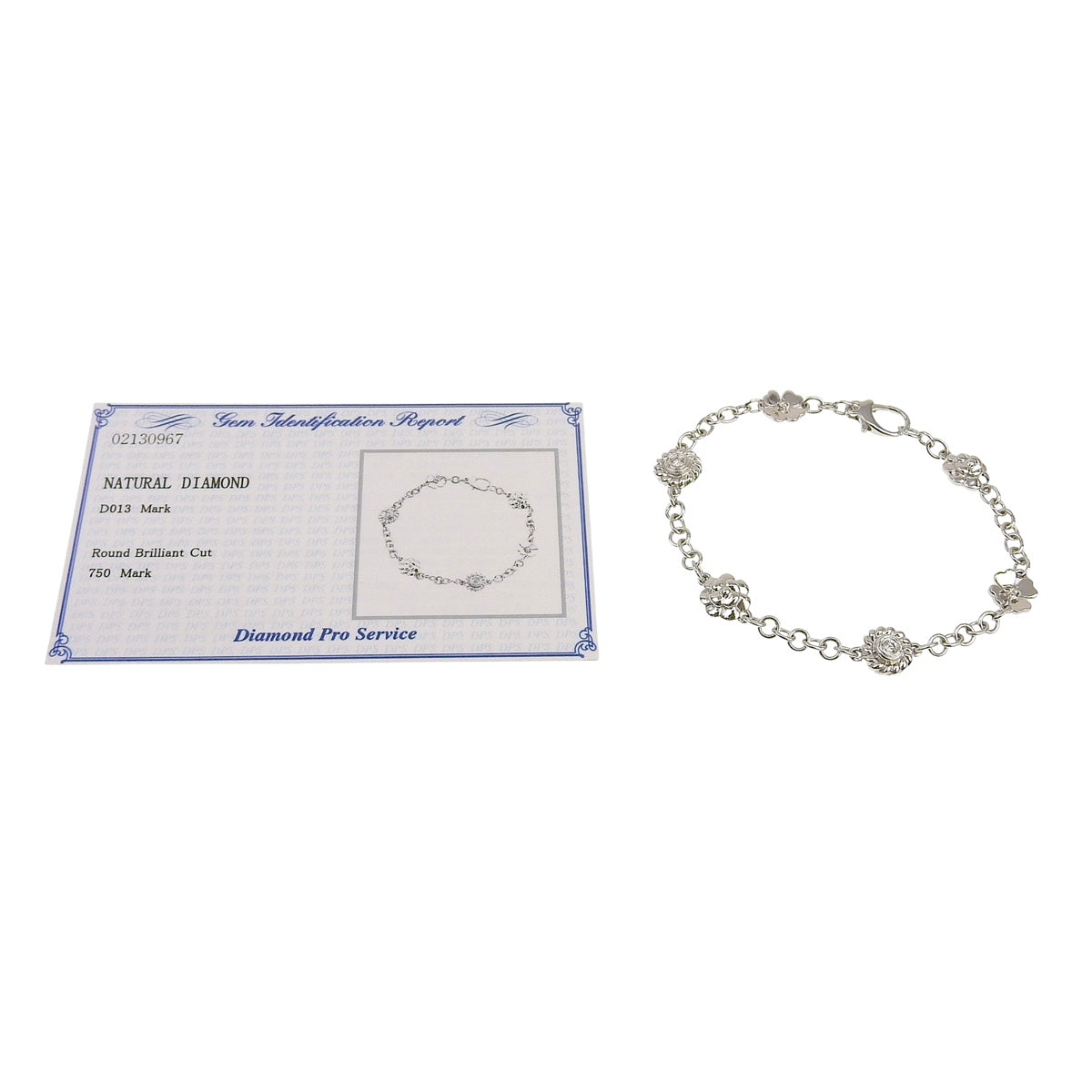 Diamond Flower Bracelet D0.13 K18 White Gold WG