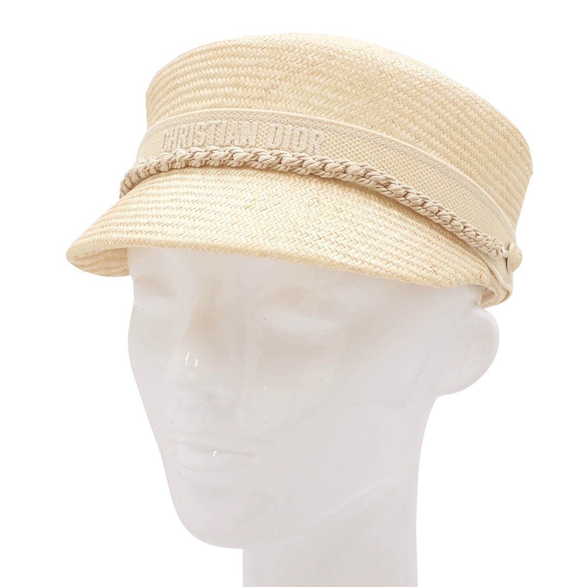 Straw Travel Cap, Size 57, Linen, Beige