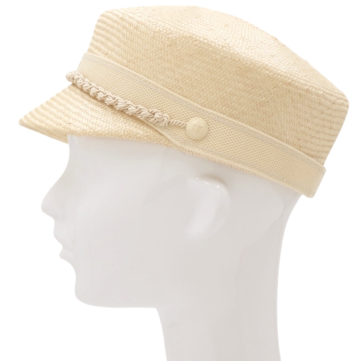 Straw Travel Cap, Size 57, Linen, Beige